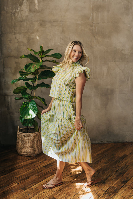 Colette Skirt - Garden Stripe