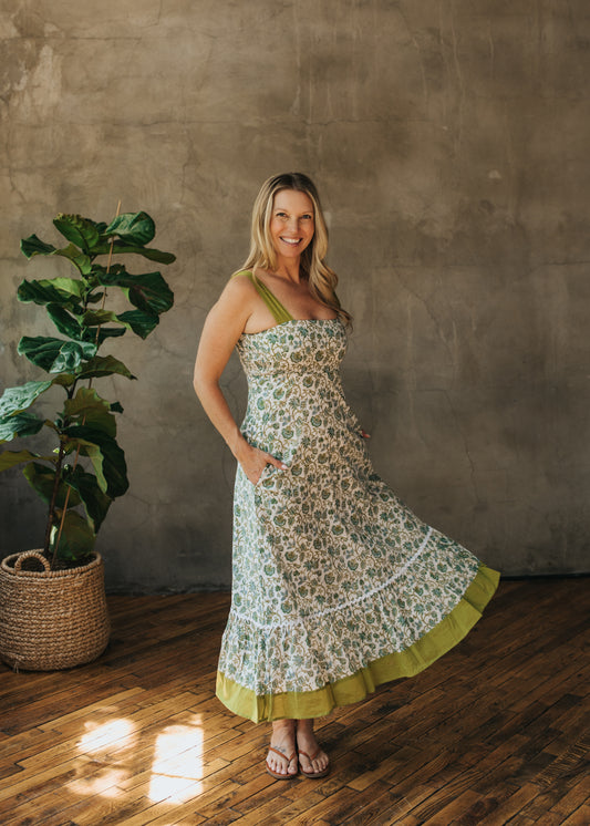 Celia Dress - Emerald Garden