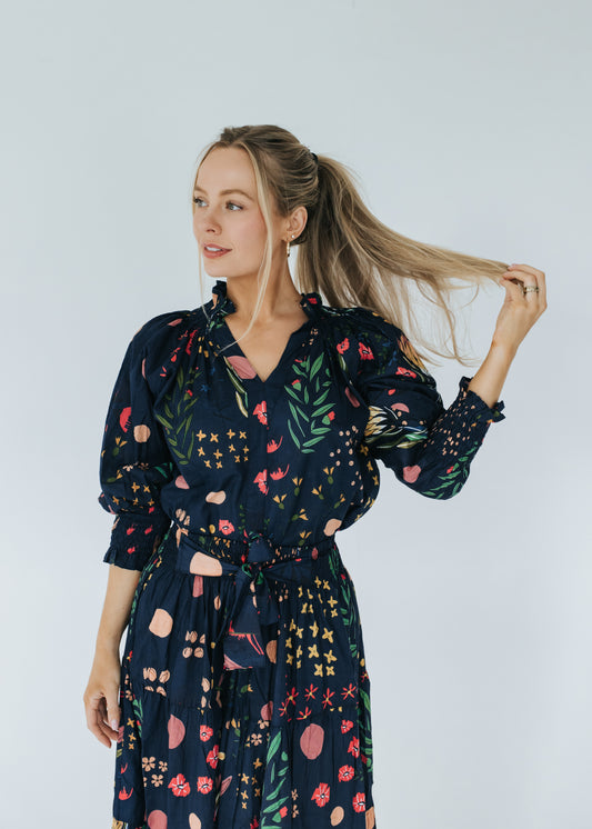 Megan Top - Navy Arrangement