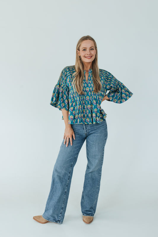 Jeannie Top - Teal Meadow
