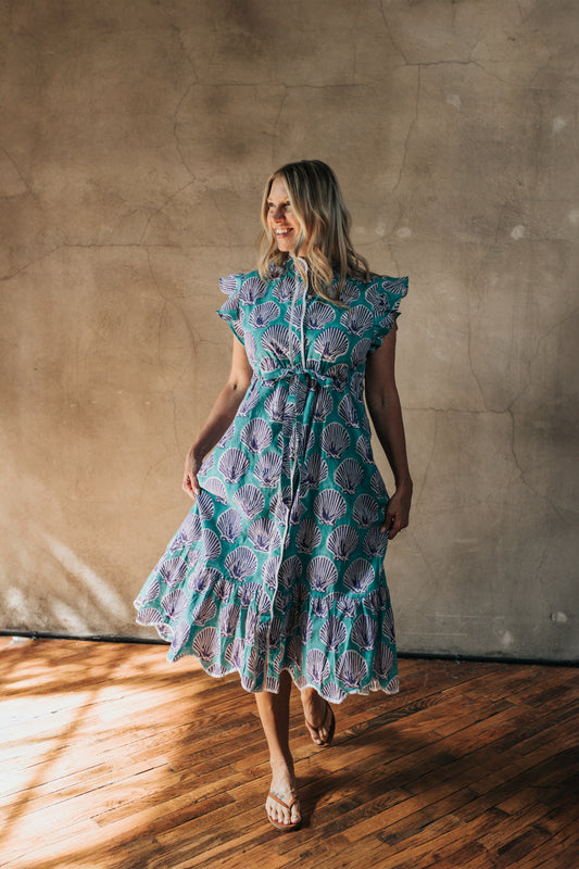 Margot Dress - Lagoon Garden
