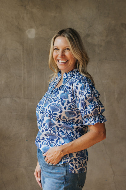 Sylvie Top - Blue Dahlia