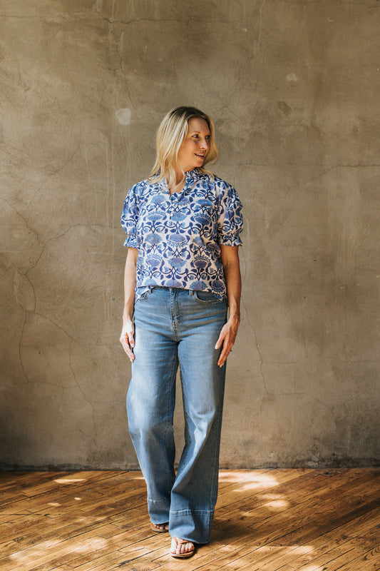 Sylvie Top - Blue Dahlia