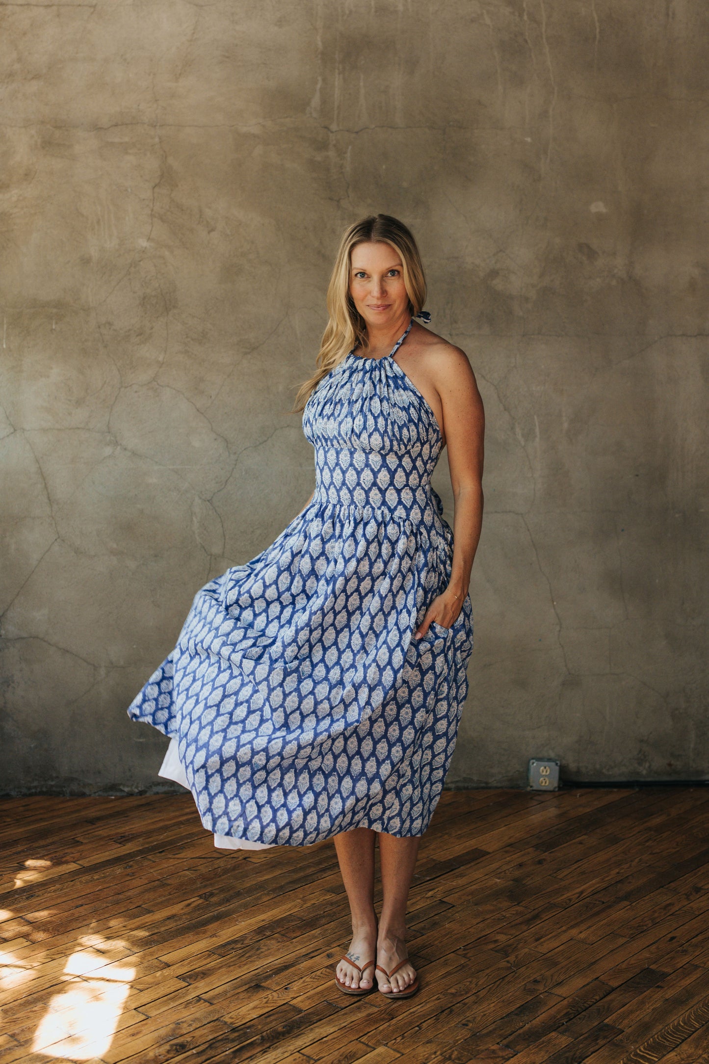 Daphne Dress - Cobalt Garden