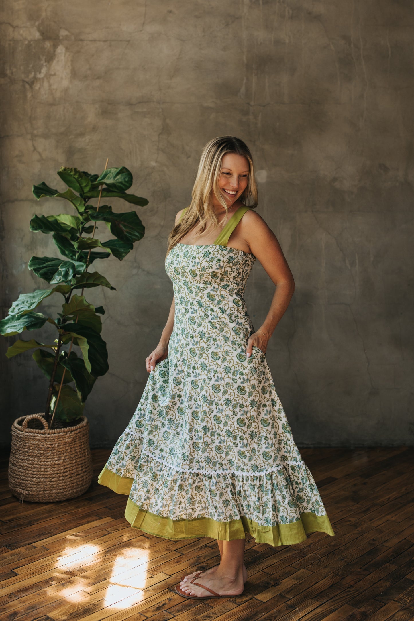 Celia Dress - Emerald Garden