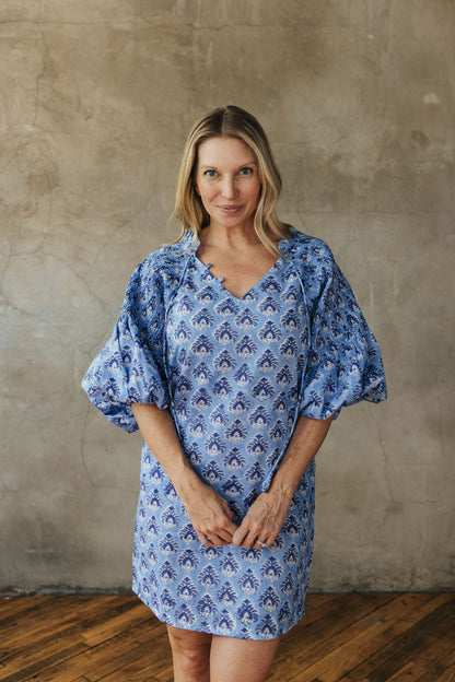 Camille Dress - Indigo Bloom