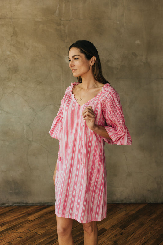 Camille Dress - Rose Stripe