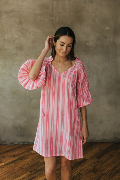Camille Dress - Rose Stripe