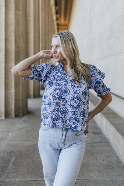Sally Top - Blue Mosaic