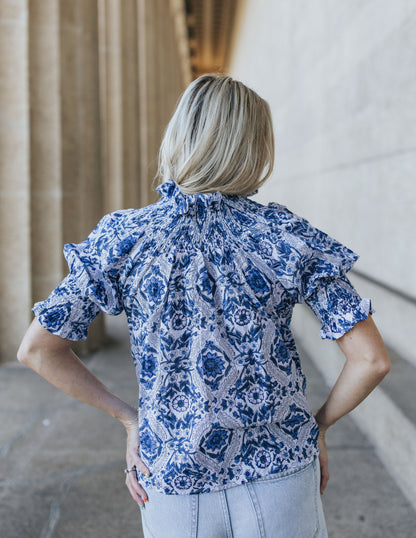 Sally Top - Blue Mosaic