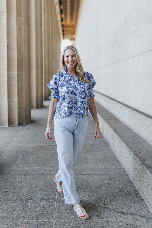 Sally Top - Blue Mosaic