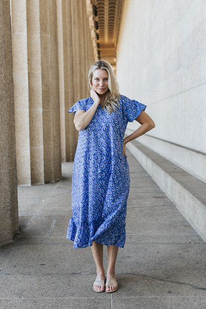 Florence Dress - Indigo Garden