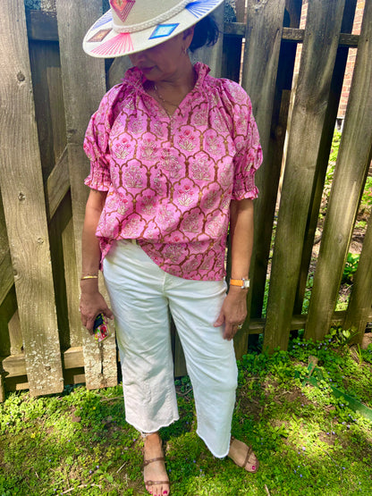 Sally Smocked Side Vent Top